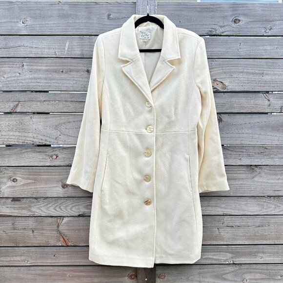 Old Navy Jackets & Blazers - Vintage Old Navy Ivory Collared Textured Pea Coat - XL